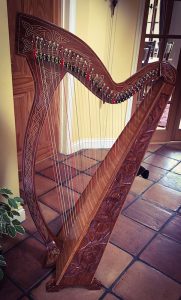 The Mid East harp that Jane often uses when playing at weddings held in smaller venues