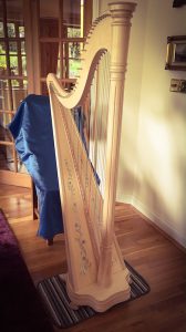 The Salvi Celtic harp that Jane often uses at weddings being held in smaller venues